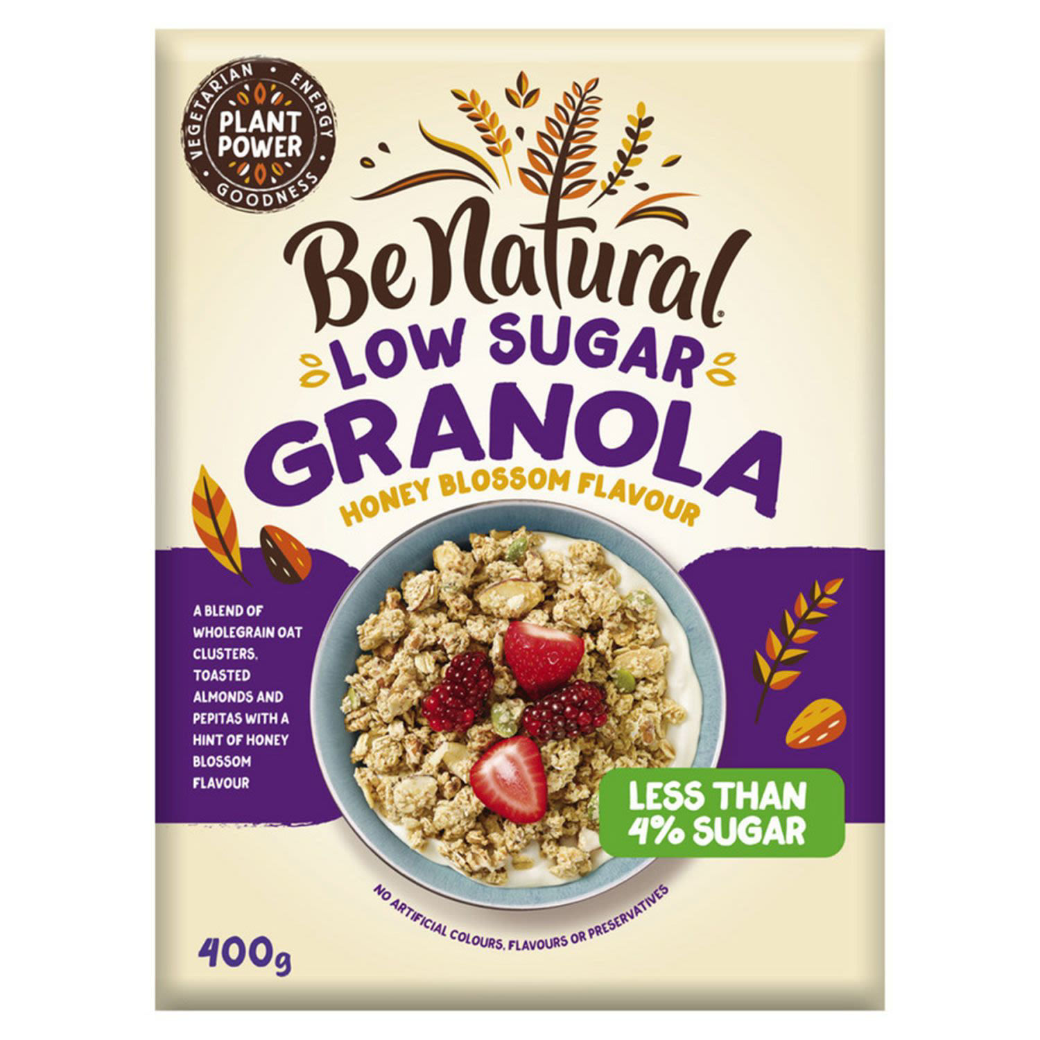 Be Natural Granola Honey Blossom Low Sugar, 400 Gram