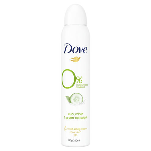 Dove Deodorant Aerosol Cucumber & Green Tea Zero Aluminium, 200 ...